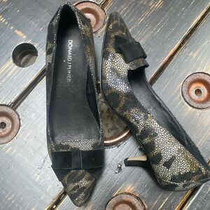 Donald j Pliner Gretel Leopard-Print Bow Pump, Black/Natural